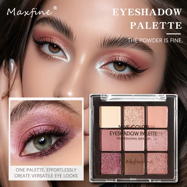 [Special Promotion] Maxfine Cross-Border Exclusive Supply of Nine-Color Eyeshadow Palette Matte Orange-Brown Earth Tones Pearlescent Eyeshadow