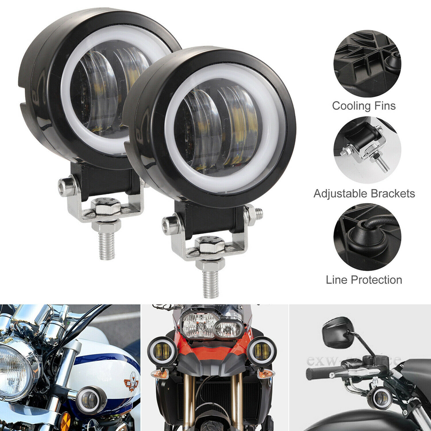 Transfronterizos para automóviles LED 20w lámpara de niebla con apertura ángel ojo vehículo todoterreno reparación de motocicleta 3 pulgadas image 3