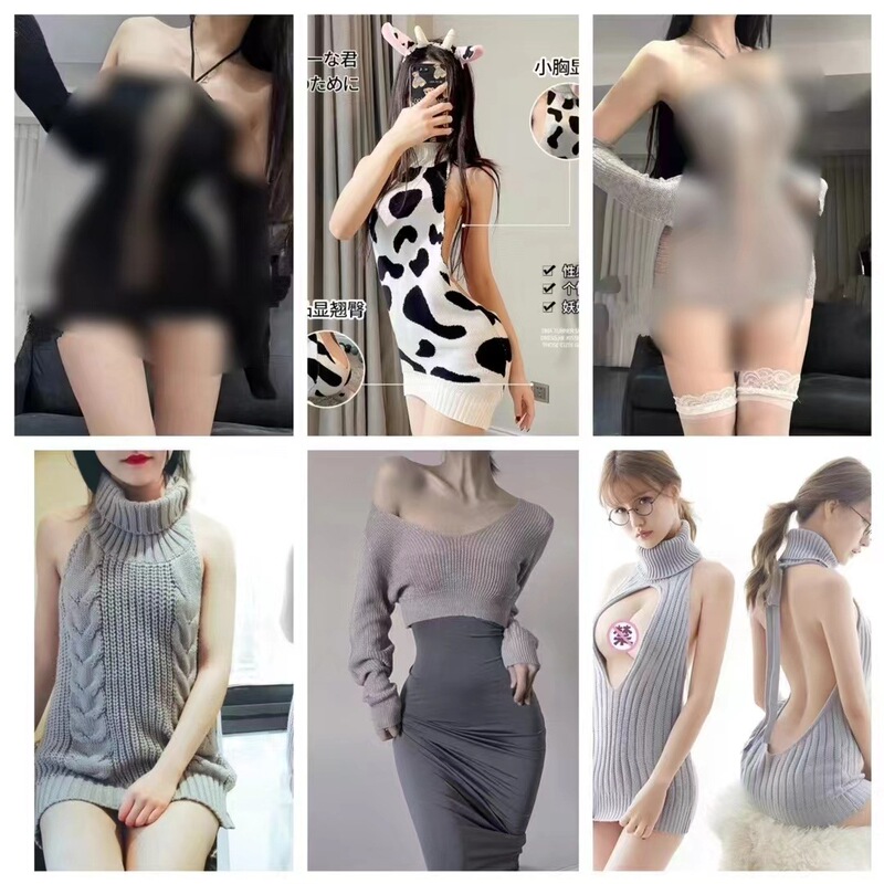 Japanese Style Autumn and Winter Knitted Turtleneck Sweater Tease Free of Charge Sexy Pure Desire Hip Skirt Suit Two-dimensional Sexy Uniform