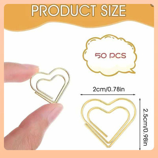 ⇡ Cross-Border Love Paper Clip Metal Office Golden Heart-Shaped Paper Clip Creative Cartoon Cute Color Box