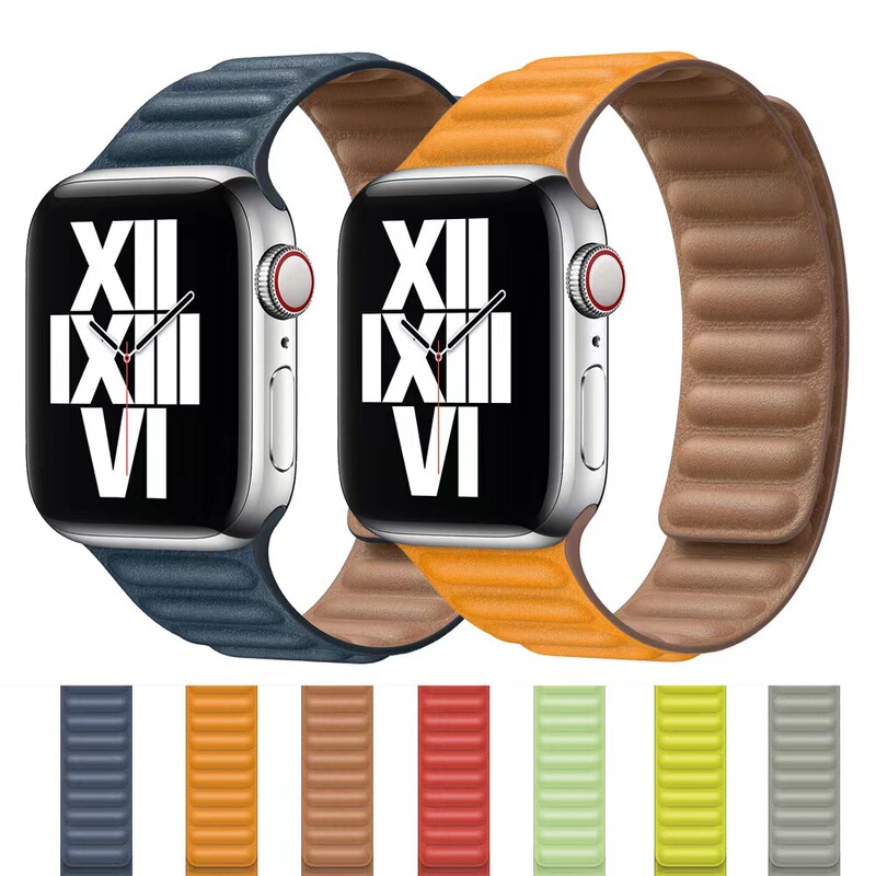 for apple strap apple watch765432/se two section leather chain two color magnetic wrist strap