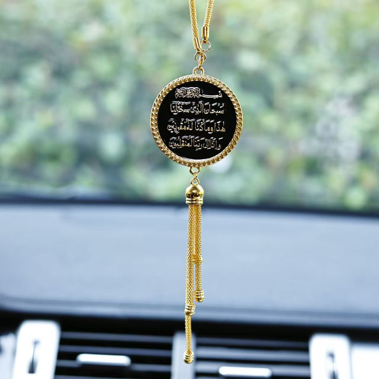 Cross-Border Southeast Asia Zinc Alloy Middle Eastern Style Multicolor Moon-Shaped Car Interior Rearview Mirror Hanging Ornament Car Decoration Factory