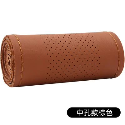 Steering wheel cover, First layer cowhide car steering - middle-hole-style-brown-38cm