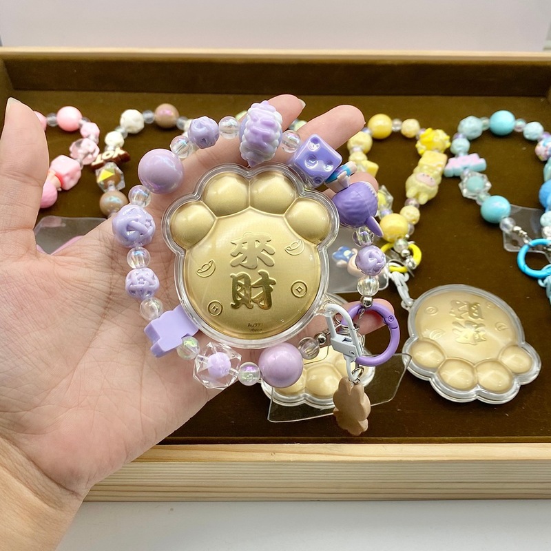 足金999来财招财喵猫爪手机链绳挂件双面饰品招财纳福御守猫礼物|undefined