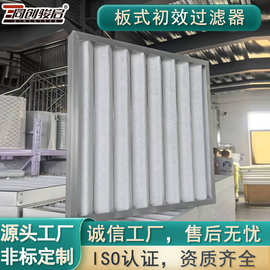 板式粗效过滤器净化机组内用初效滤芯板框打折初效空气过滤器