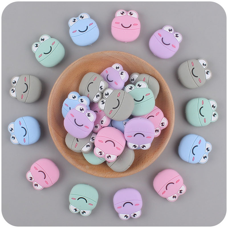 Bebé suministros de silicona de dibujos animados Rana mordedor perlas DIY bebé molar pezón anti-gota cadena mordedor Accesorios