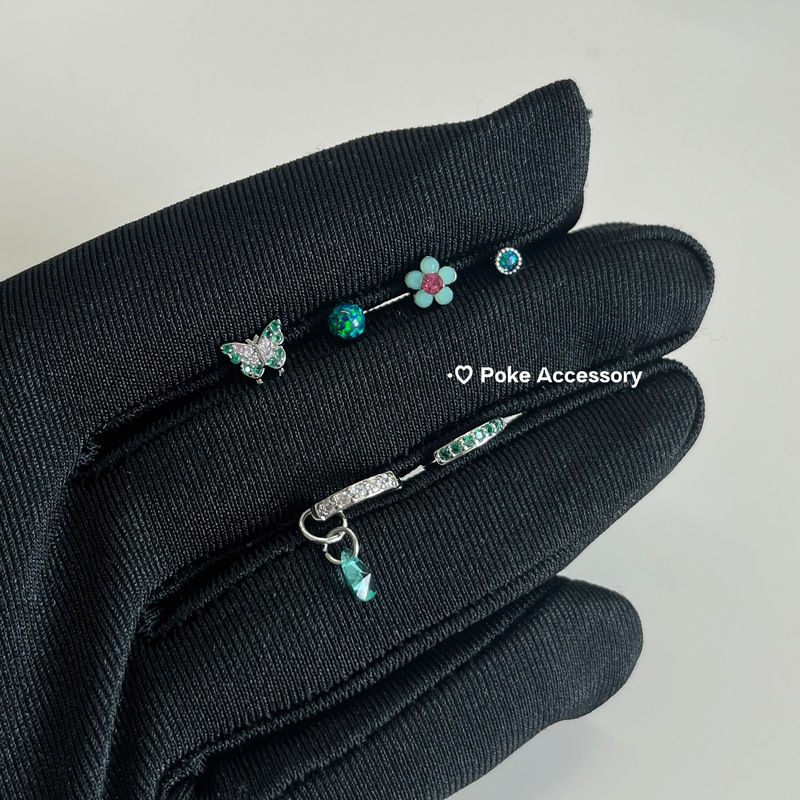 The Wizard of oz Zircon Pendant Earrings Full Diamond Earrings Titanium Steel Ear Bone Nails Niche Design Personalized Cochlear Nails