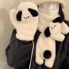 冬のマフラーの女性は保温とベルベットを厚くして首を囲んでかわいい韓国版秋冬のぬいぐるみは防寒手袋の女性を指している