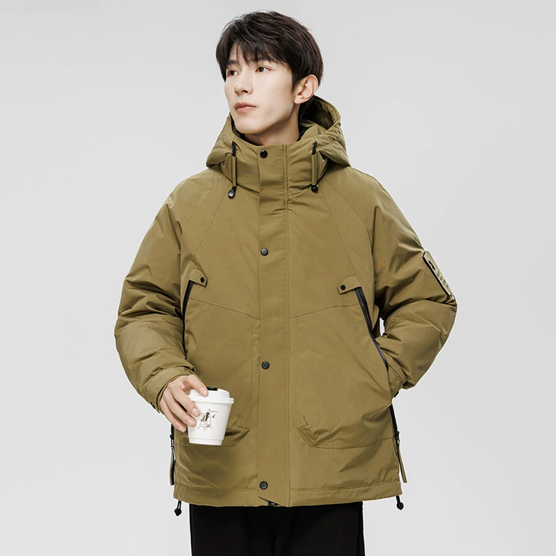 Трансграничный пуховик мужской короткий пиджак с капюшоном в прямом эфире