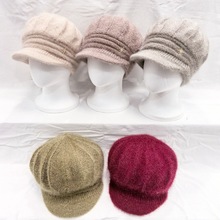 中老年人妈妈帽子女冬季双层松鼠绒毛线保暖老太太奶奶护耳针织帽