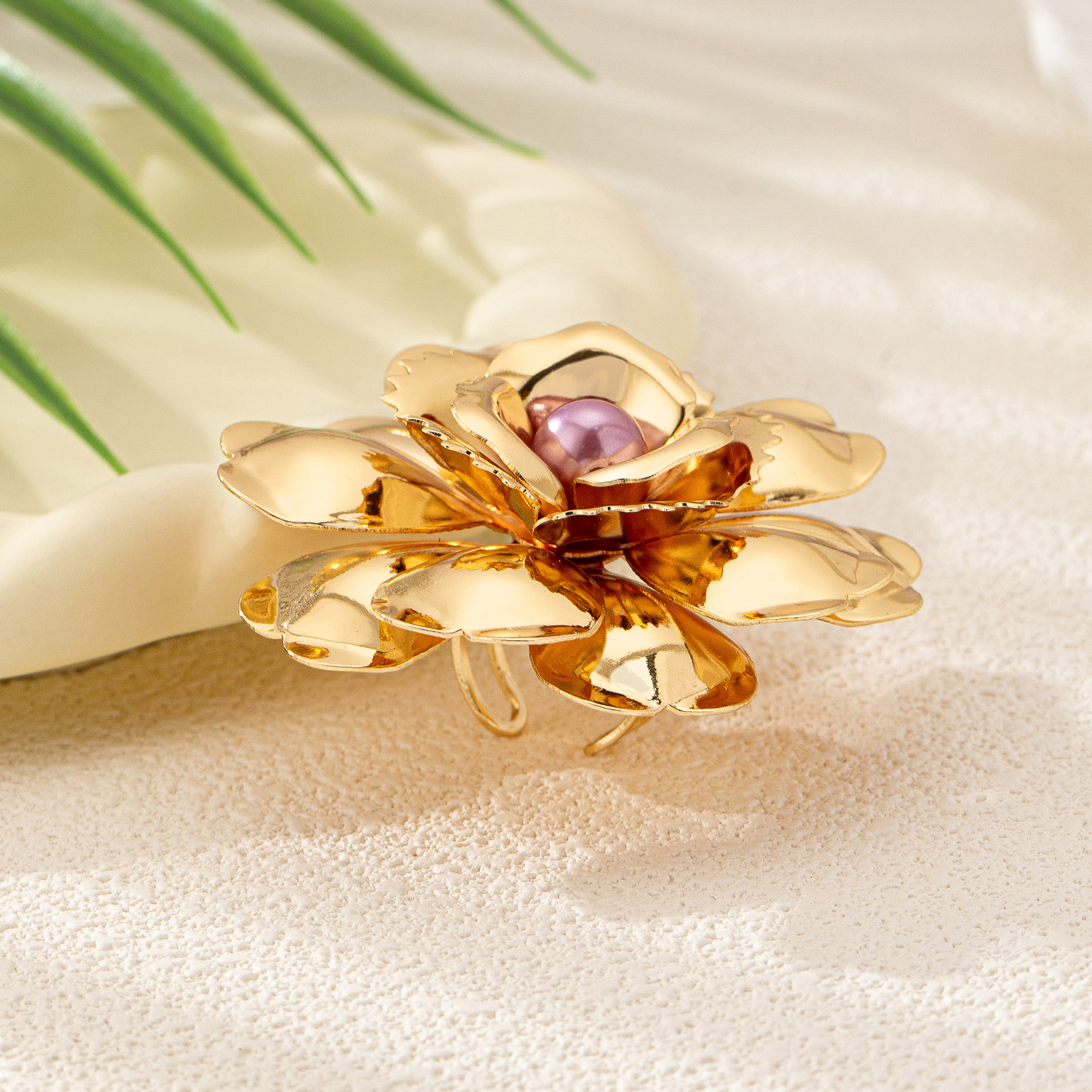 Plating Design 1 Piece Flower Open Rings Rings Imitation Pearl Alloy Pearl Women's Retro Open Rings Rings