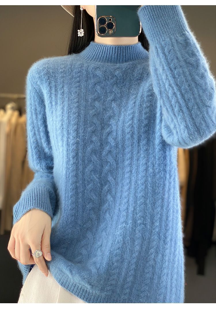 [Cashmere Aristocratic Family] Halfhoge hals trui korte wollen basisjas dames Fried Dough Twists los verdikt_voghion.com