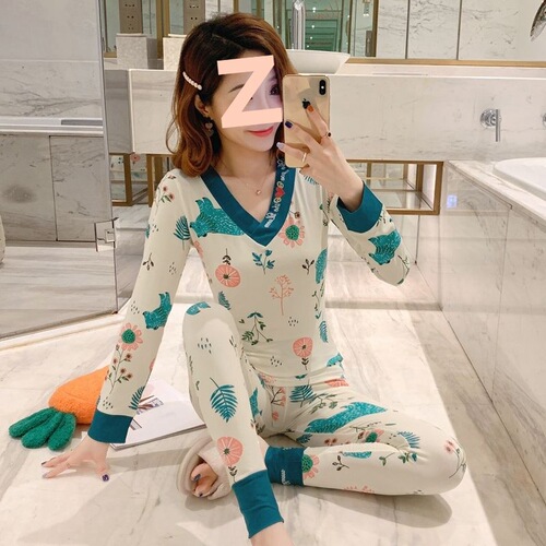 Winter Warmth Women's Fleece Lined Shaping Bodysuit Base Top Set Plus Size Sexy Thin Trousers Set
