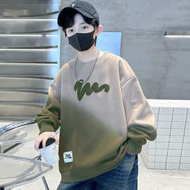 男童卫衣长袖秋装扎染新款字母印花学生帅气中大童春秋季上衣男孩