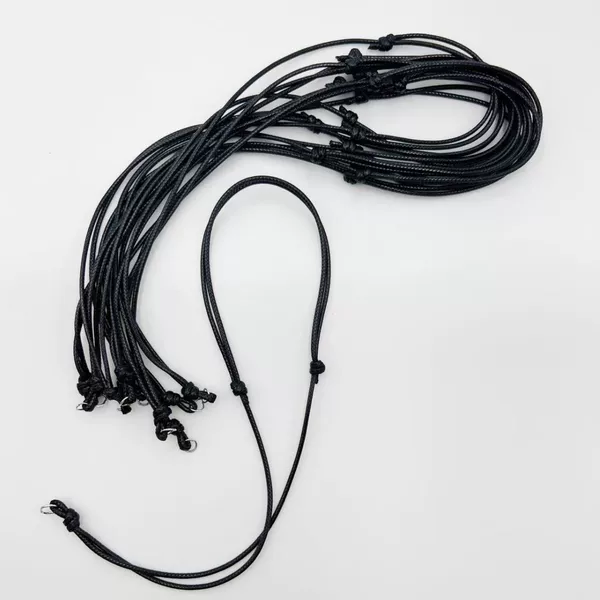 Cross-Border DIY Necklace Versatile Black Rope Adjustable Necklace with Metal Ring Personalized Waterproof Hand Rope Pendant Necklace