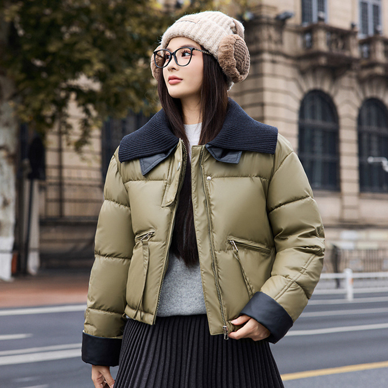 2025 invierno nuevo engrosado corto pequeño chaqueta de algodón de pluma de moda de mujer simple chaqueta de algodón sin lavado image 1