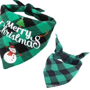 Christmas Day Pet Small Medium and Large Dog Dog Cat Double Layer Supplies Teddy Triangle Towel Slippery Bieb