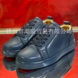 cl andgz男鞋藏蓝色牛皮低帮红底鞋女鞋真皮鞋情侣板鞋休闲鞋大码