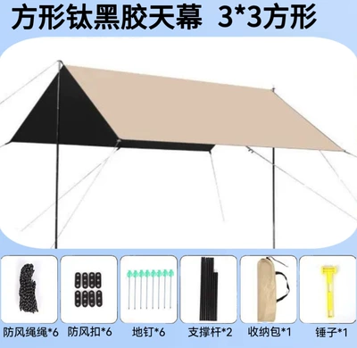 Black-Coated Hexagonal Canopy, Avtomobil yan çətirləri - 3-3m-vinyl-square-plastic-cap-ground-nail-vinyl-canopy