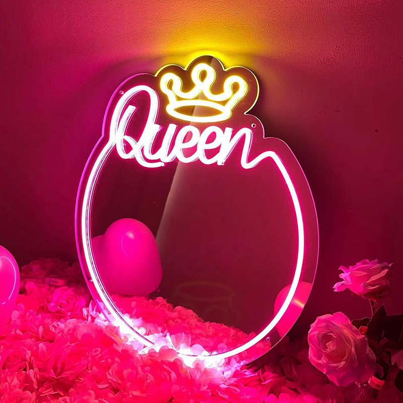 Transfronterizos LED de neón espejo luminoso espejo de maquillaje estilo de letra lámpara dormitorio tienda atmósfera lámpara decorativa