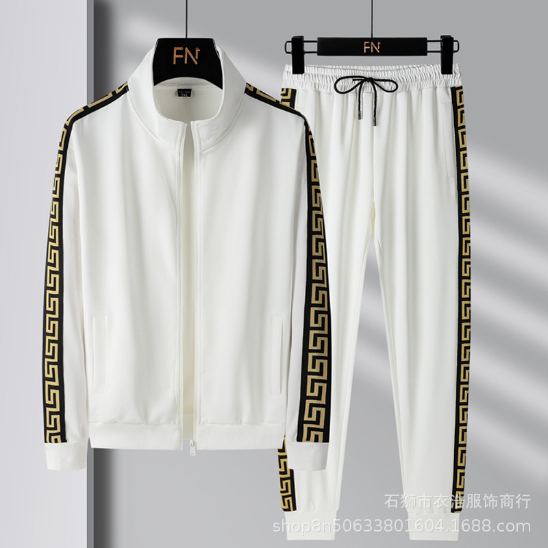 Traje deportivo de los hombres primavera y otoño casual Plus tamaño traje de moda correr ropa deportiva cardigan suéter casual conjunto de dos piezas
