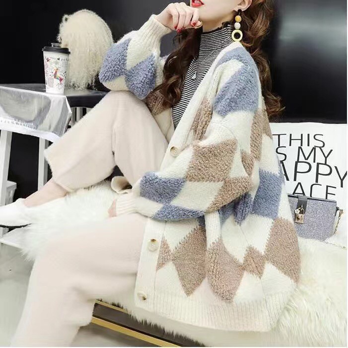 2023 nuevo estilo coreano suéter de hadas cardigan mujeres sueltas ins super popular Top perezoso estilo grueso suéter