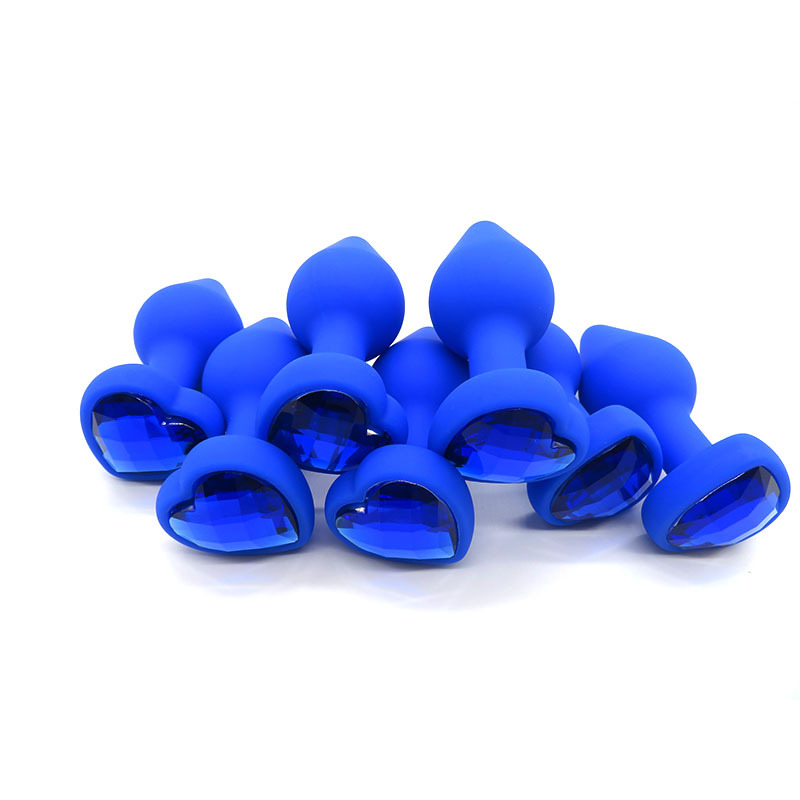 Heart-Shaped Silicone Anal Plug, Large Blue Waterproof Design for Adults — detail image 7
