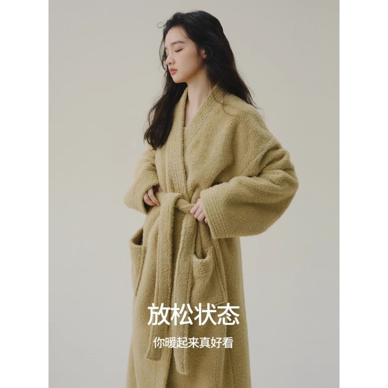 (2개) 목욕 가운 여성 커플 잠옷 두꺼운 긴 목욕 가운 목화 흡수성 잠옷 2024 년 가을과 겨울 남자의 새로운 스타일