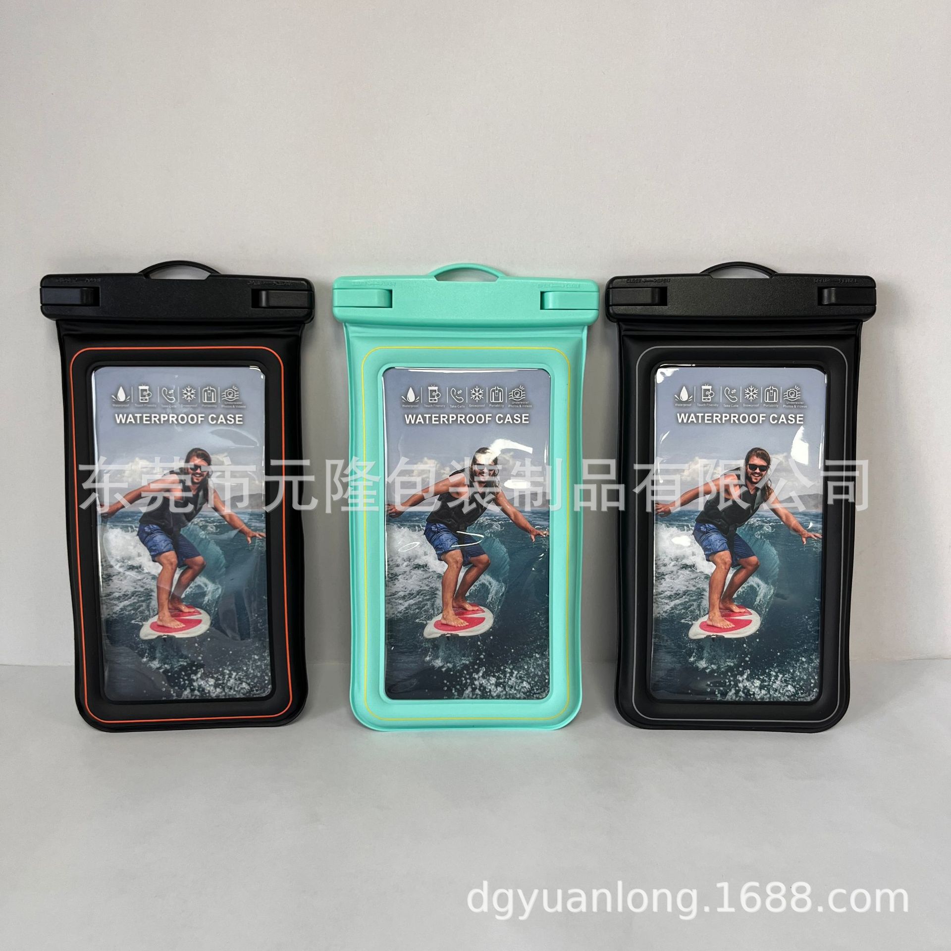 厂家批发PVC海绵气囊手机防水袋 漂流游泳拍照IPX8密封挂脖潜水包