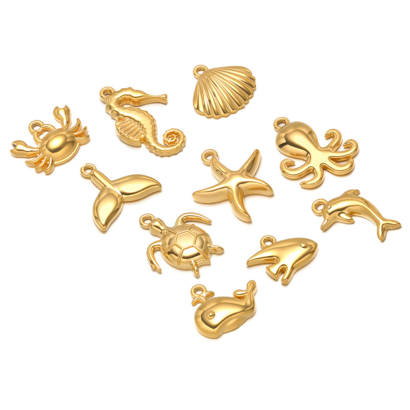 Stainless Steel Marine Animal Pendant Starfish Dolphin Pendant DIY Summer Necklace Earrings Accessories Cross-Border Wholesale Stainless Steel Marine Animal Pendant Starfish Dolphin Pendant DIY Summer Necklace Earrings Accessories Cross-Border Wholesale