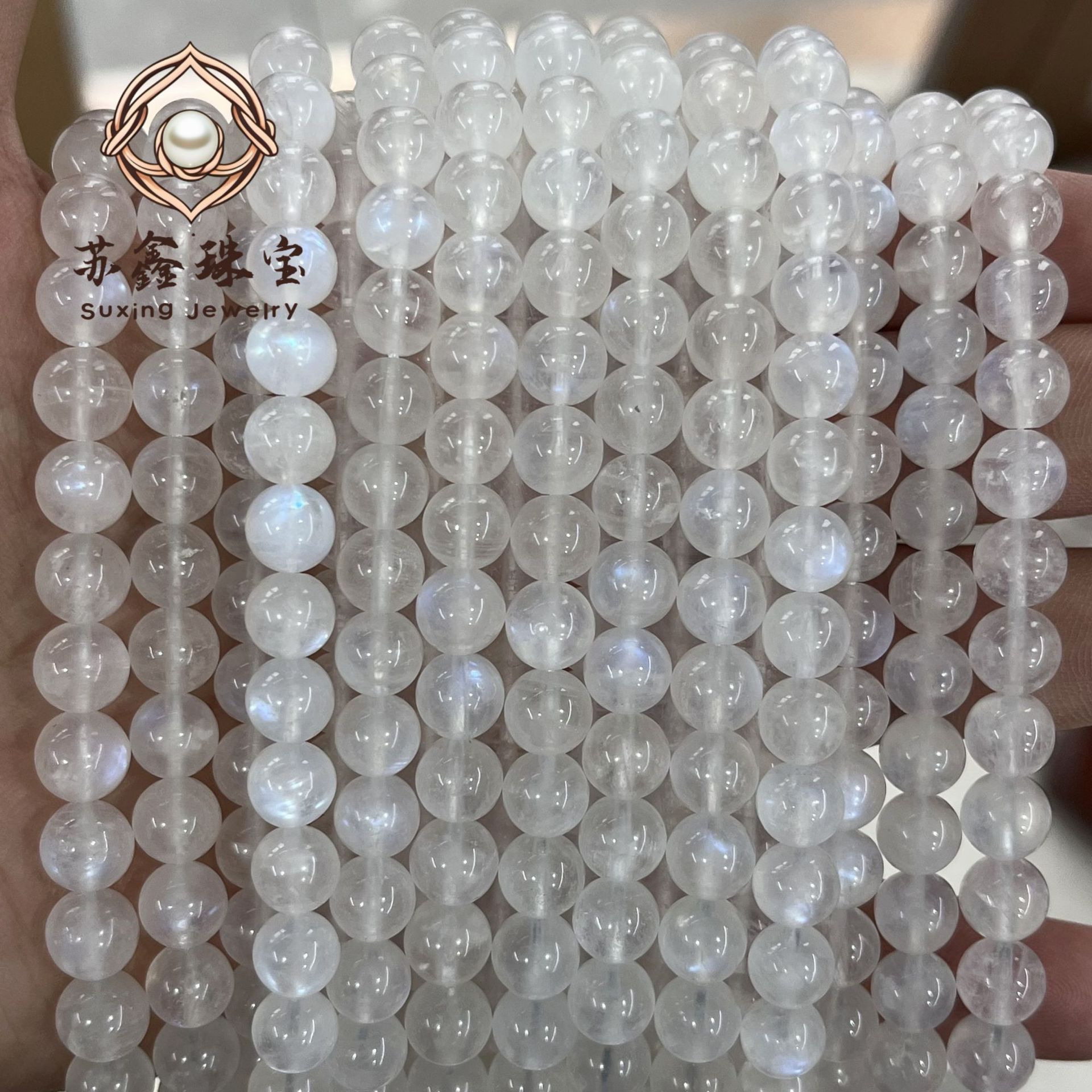 7A级天然蓝月光石散珠 印度蓝月光圆珠手工DIY手链手串饰品配件批
