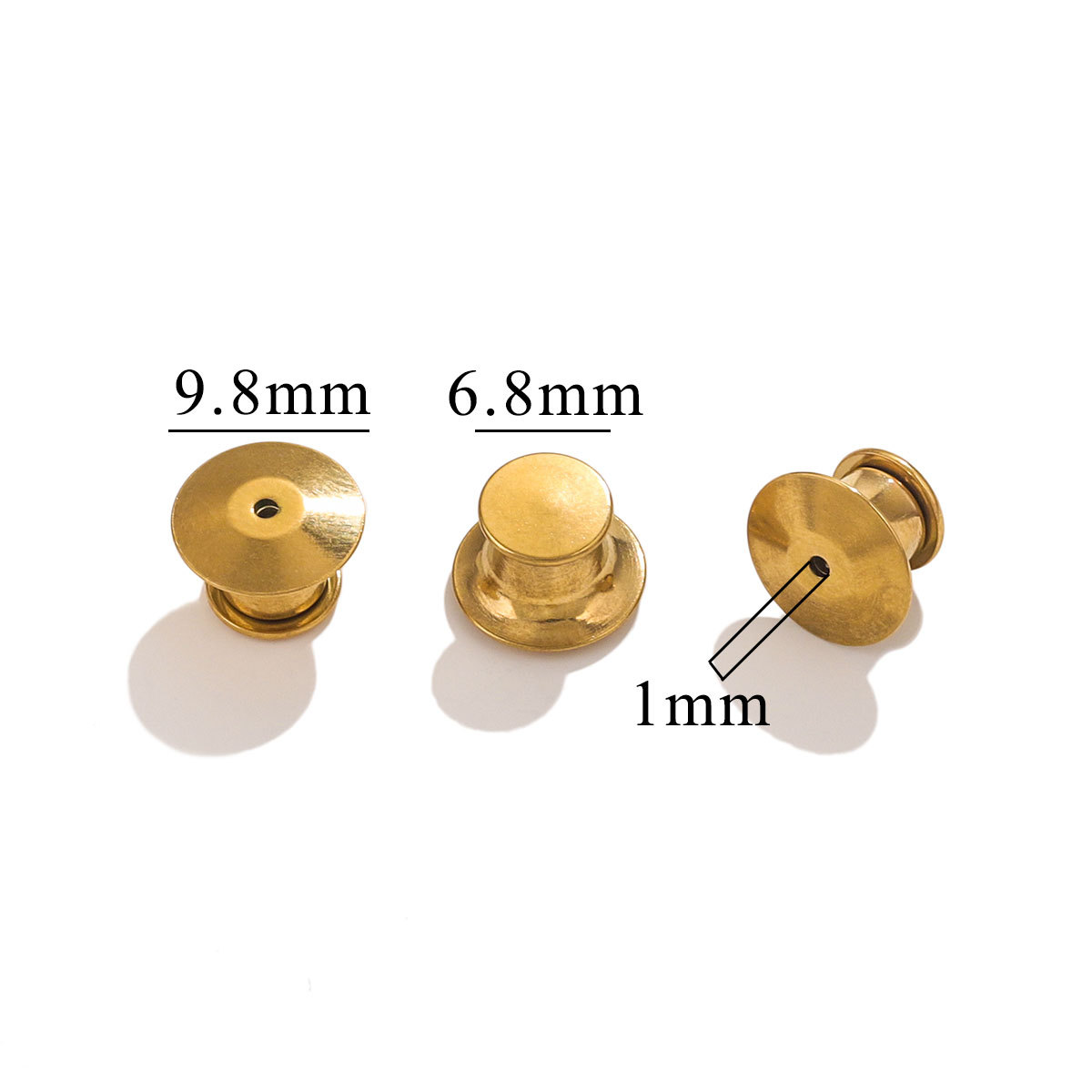 Capas de acero inoxidable de cabeza plana de alta calidad chapado al vacío color de oro accesorios insignia de cabeza redonda puño de capas DIY image 4