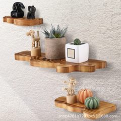 木製クラウド収納ラックバスルーム用品オーガナイザーパーティション吊り下げラック装飾ラック不規則な無垢材の収納ラック