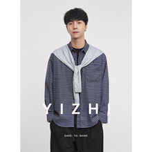 亦止『格纹叙』法式青春翻领衬衫宽松休闲外套格子秋季复古长袖衫