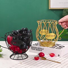 北歐風輕奢簡約時尚家居咖啡杯鏤空瀝水果籃鐵藝水果盤茶壺零食