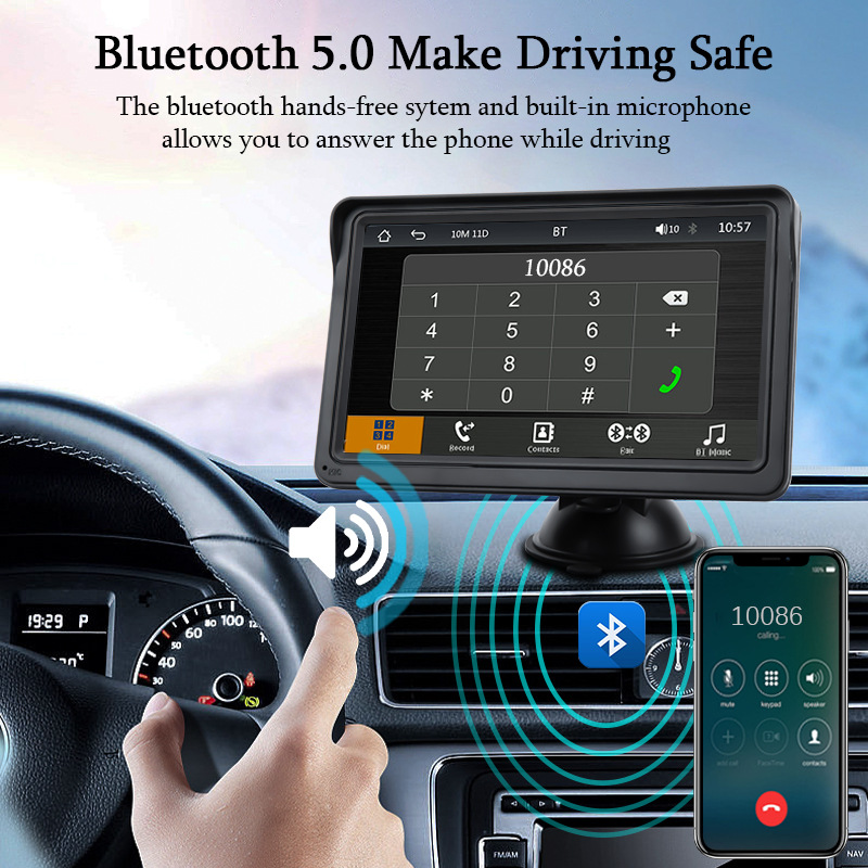 Cross-Border Export Car Smart Screen 7inch Universal Ips Portable Navigation Wireless Carplay Bluetooth Mp5 Car