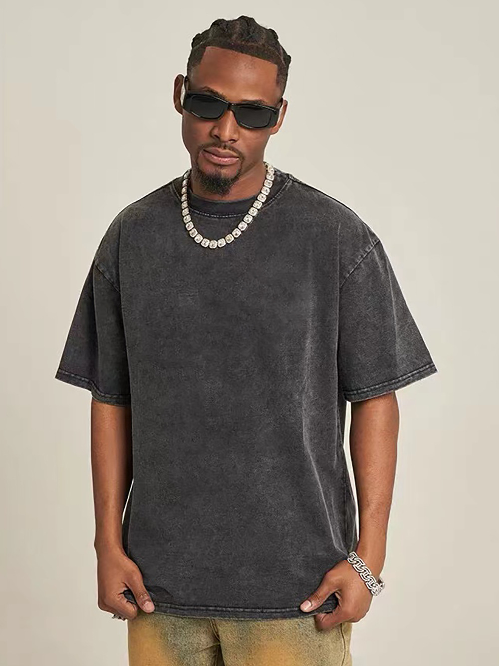 Europa y América retro camiseta de manga corta para hombres verano nuevo cuello redondo suelto batítico de tamaño grande hacer vieja camisa de moda