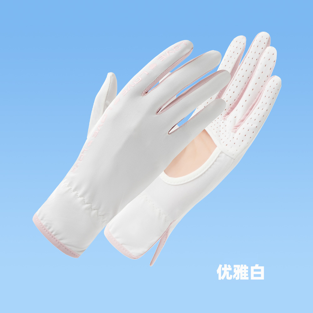 Guantes de protección solar de seda de hielo guantes de verano finos antideslizantes a prueba de rayos UV para niñas con pantalla táctil al conducir