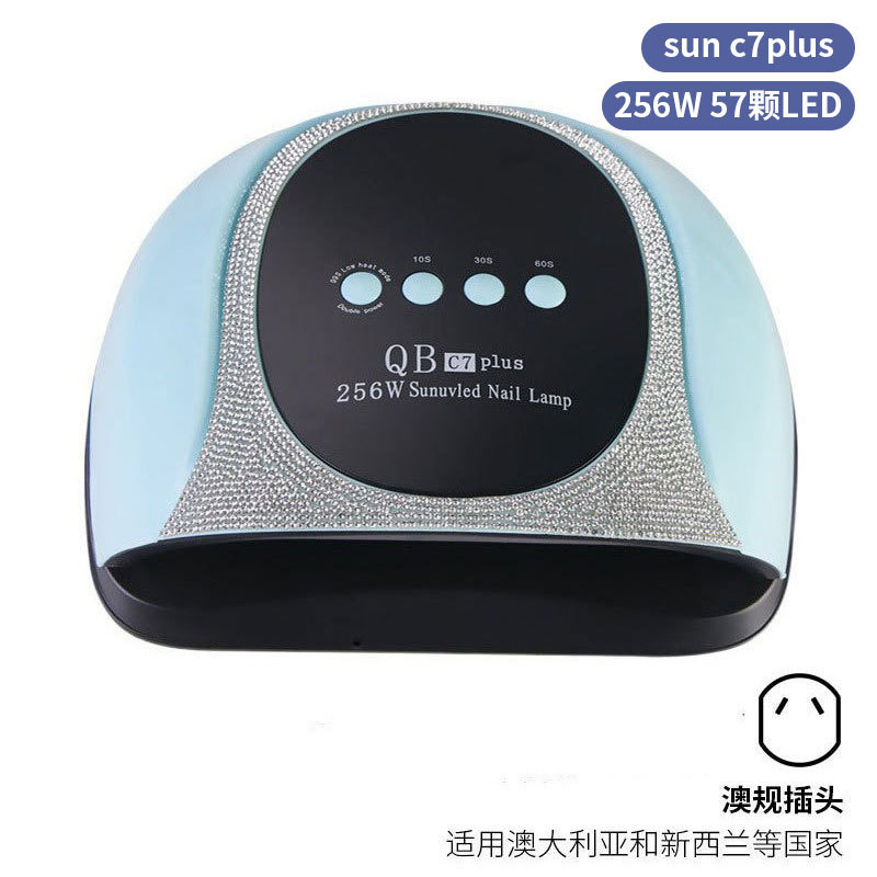 Lámpara de manicura inteligente de alta gama de luz de terapia de diamante 256W de alta potencia de pegamento de vinilo lámpara de horneado de dos manos secador de uñas transfronterizas