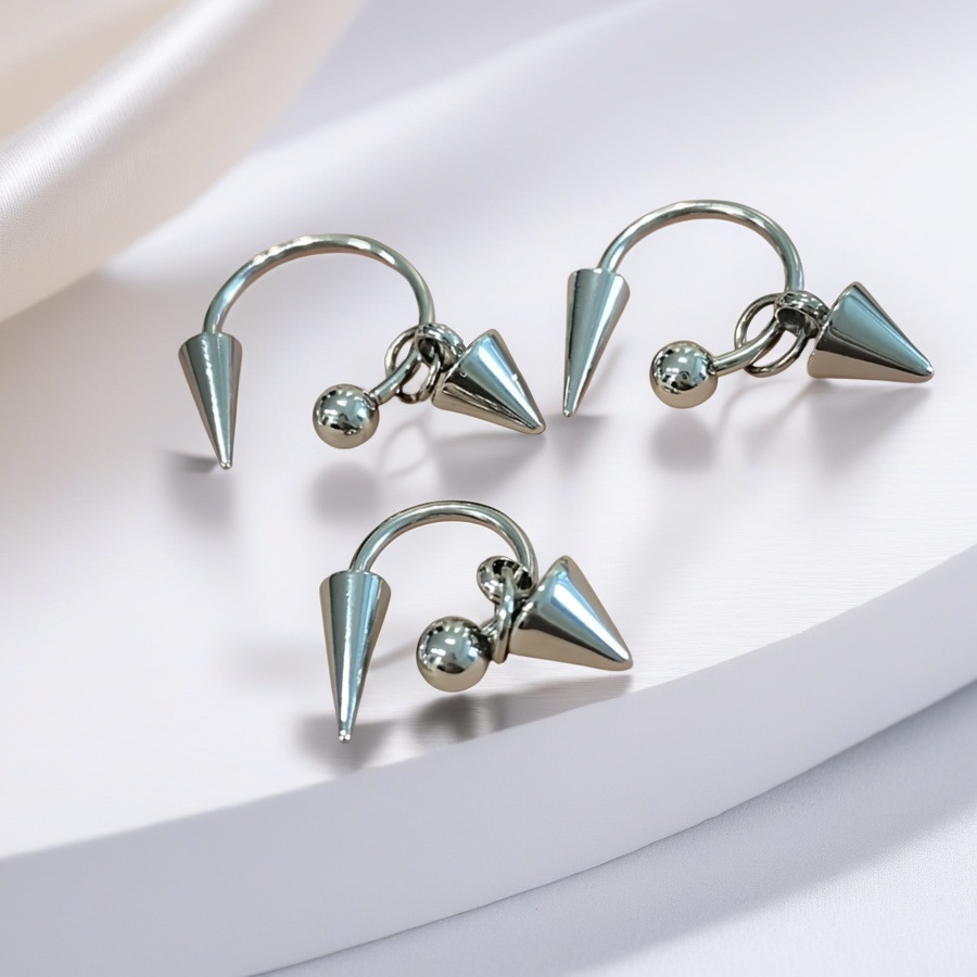 Cross-Border Exquisite High-End Stainless Steel Niche Ear Bone Nail Pointed Cone Earrings Piercing Jewelry Versatile Earrings Earrings
