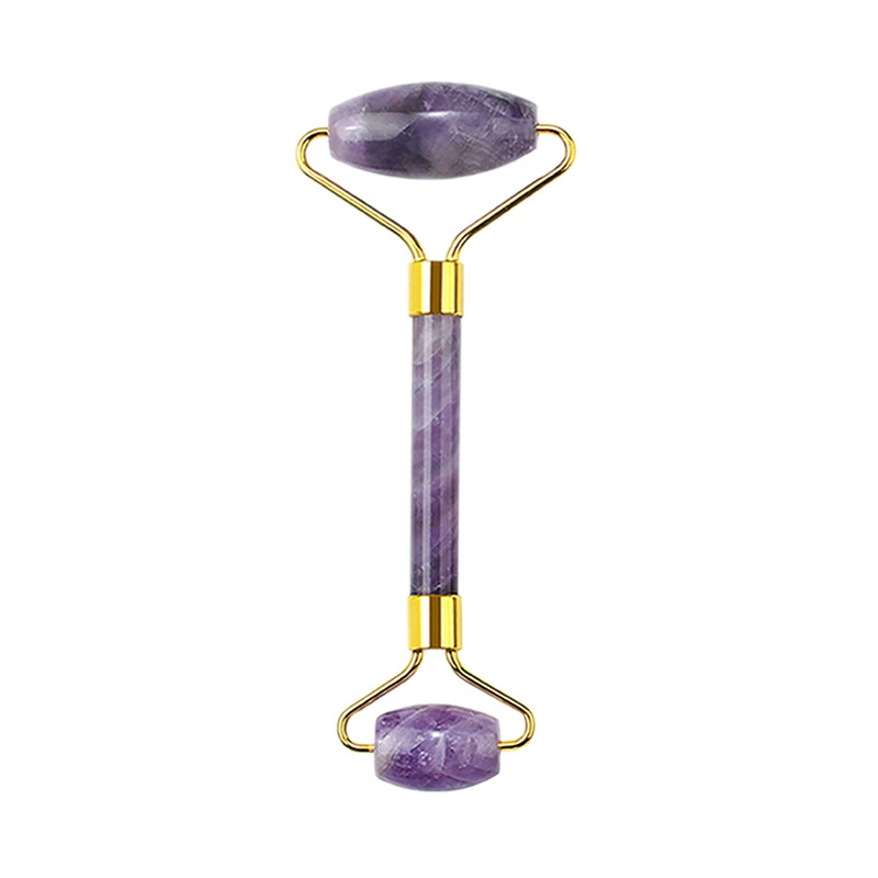 Double-sided natural ore jade, cosmetic massager for face with amethyst, wholesale, with gem
