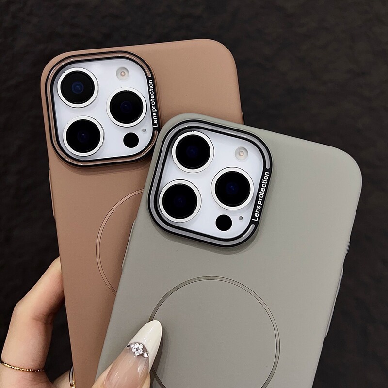 iPhone17対応、クロスボーダー対応、マットな肌触り、細い円形マグネット吸着式スマホケース、Apple16対応、無地PC素材、耐衝撃、高級感|undefined