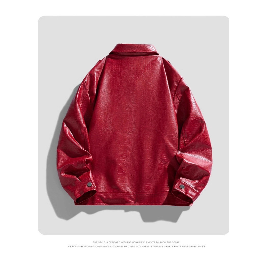 Men's Leather Jacket Simple Fashion Casual Lapel Button Winter Coat_voghion.com