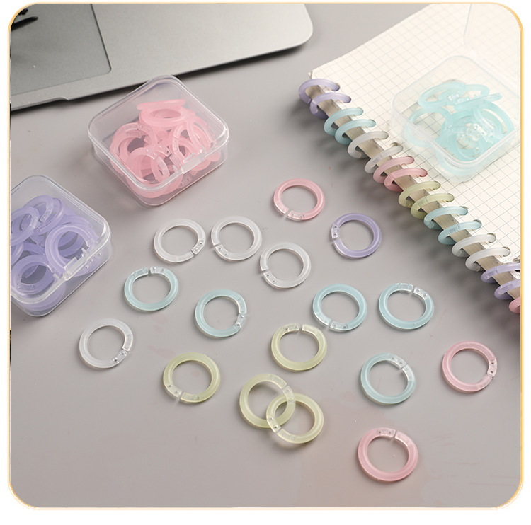 1 Set Solid Color Class Learning Plastic Casual File Retaining Ring display picture 2