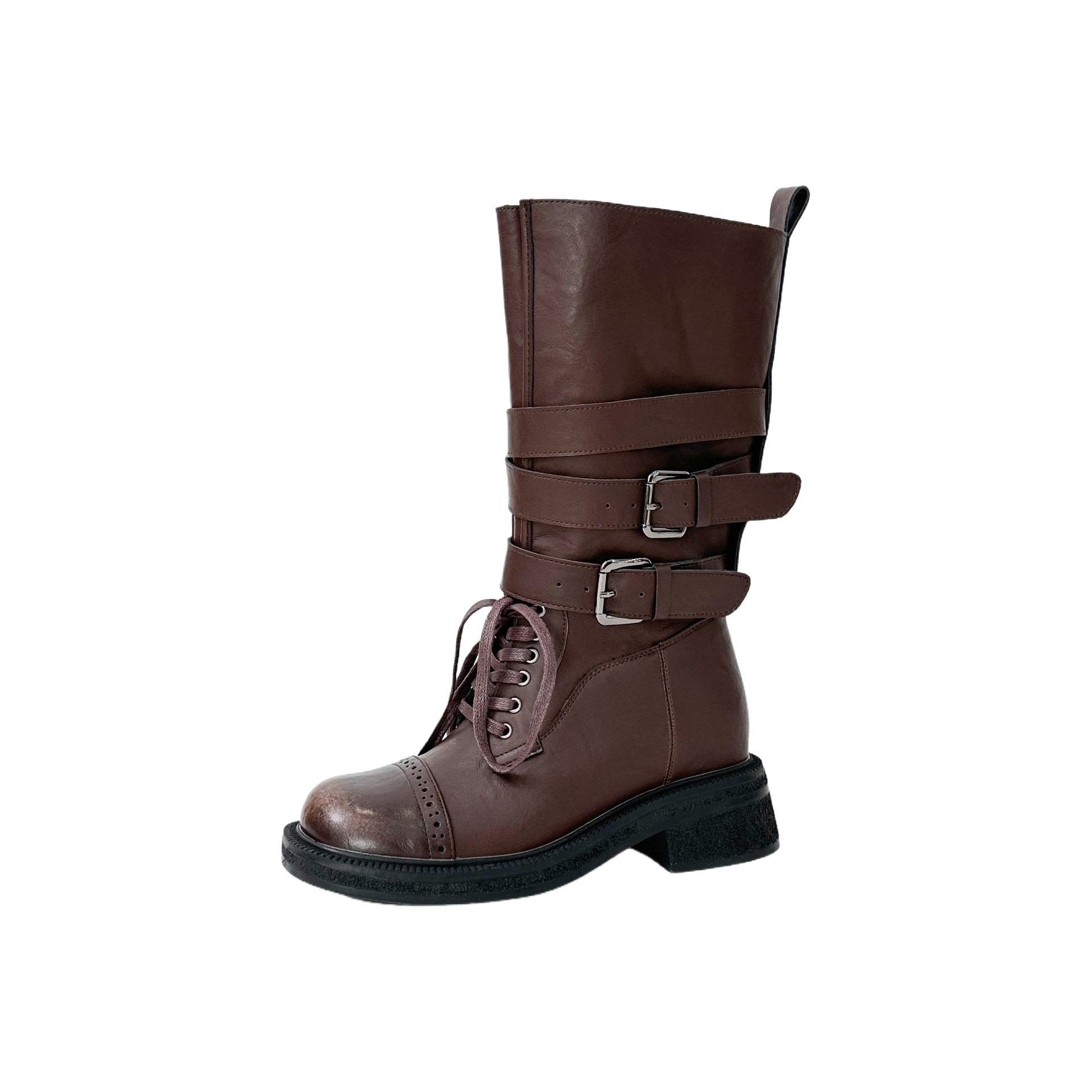 Botas Martin de Caña Media y Tacón Grueso para Mujer de 8 cm en Superfibra con Hebilla para Otoño e Invierno image 7