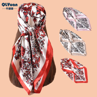 Spring and Summer Foreign Trade Scarf Butterfly Dancing Printing All-match Decorative Scarf Head Scarf 90 High Quality Sachet Large Square Scarf