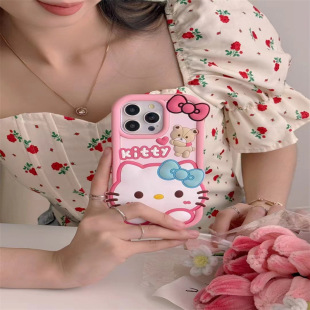 Apple 14Pro Max Cartoon Cute 12/13Pro Love Bear Kt Cat 16/15Pro Soft Phone Case