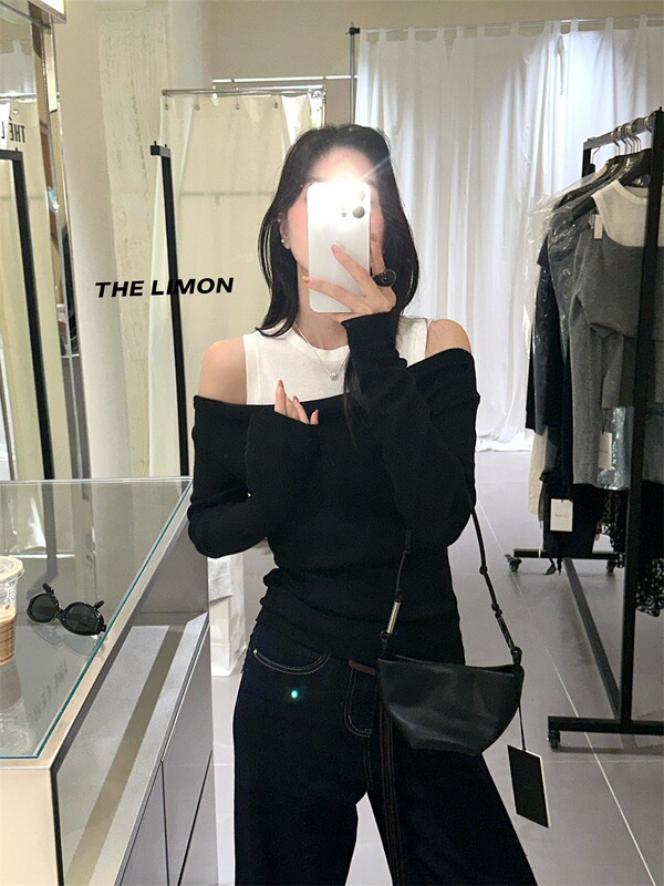 【高品质订货】叠穿美学｜氛围感气质露肩假两件针织衫（含6%羊毛|undefined