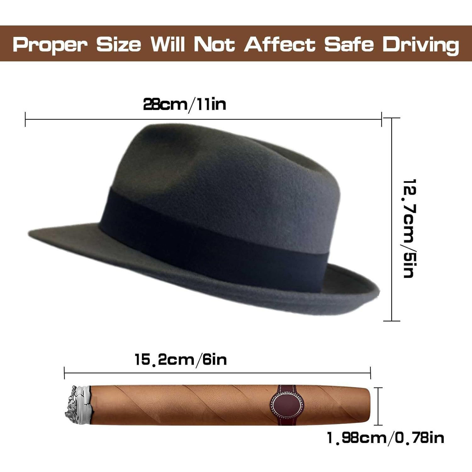 Fedora falsa etiqueta engomada de la ventana del cigarro del coche del cigarro