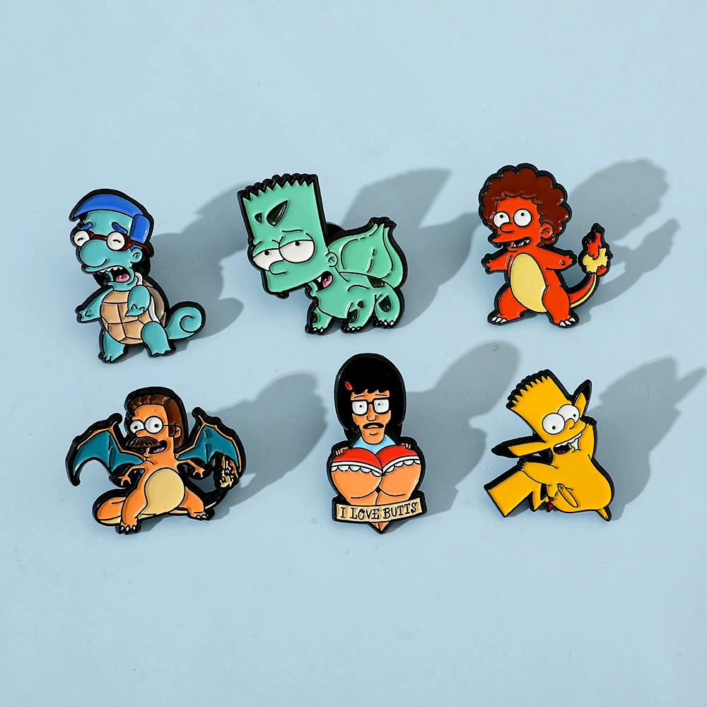 Веселый мультфильм Pokémon Pokemon металлический значок, Барт Simpson сплавной брошь, универсальные аксессуары